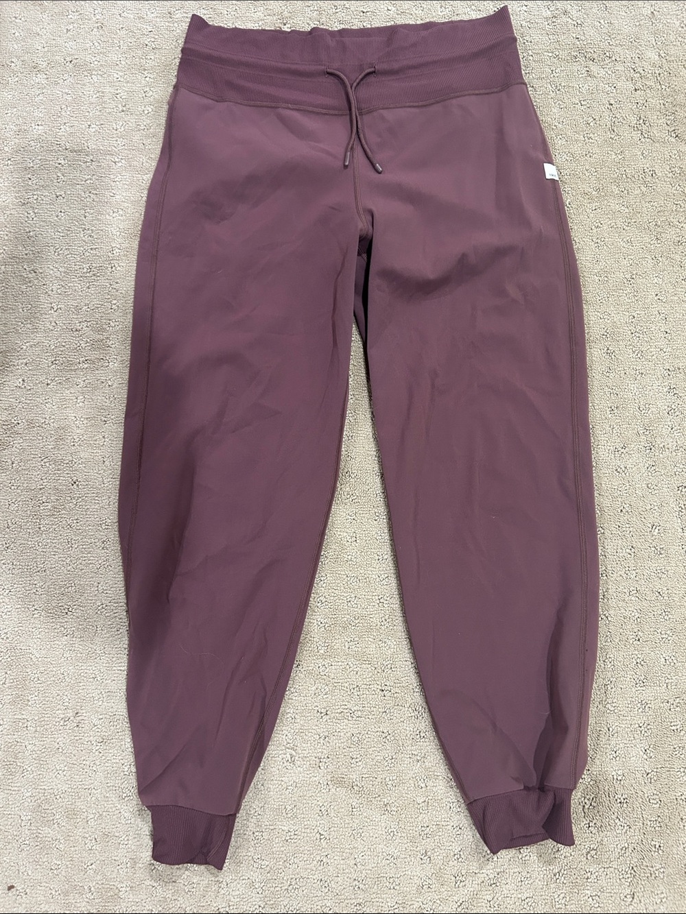 Vuori Daily Leggings Deep Plum Burgundy Drawstring Cuffed Ankle Large